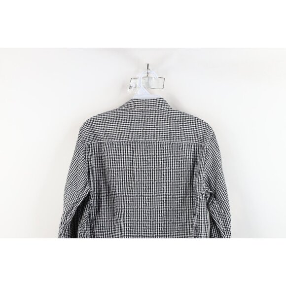 Hugo Boss Mens Small Slim Fit Houndstooth Checkered Collared Button Shirt Black - Picture 11 of 12